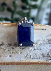 Raw Sapphire and Silver Pendant