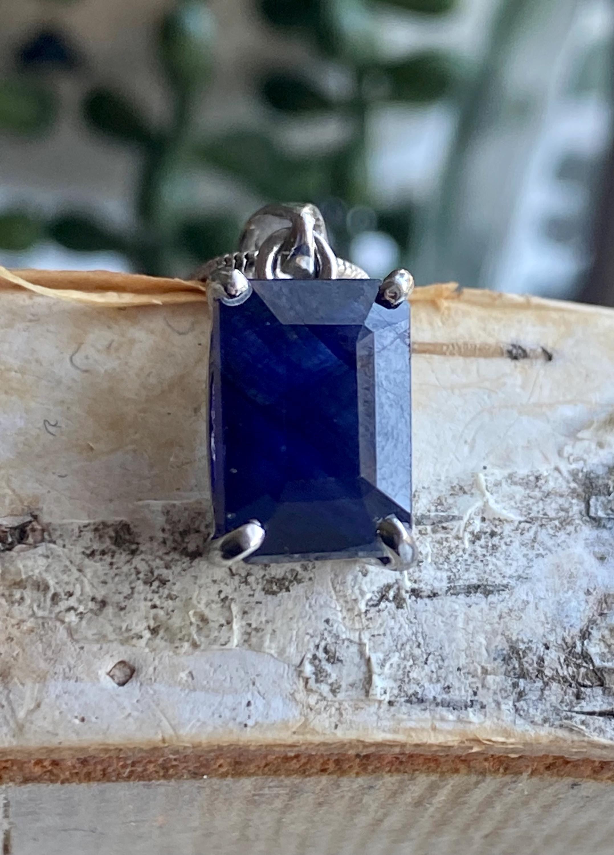 Raw Sapphire and Silver Pendant