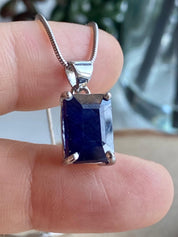 Raw Sapphire and Silver Pendant
