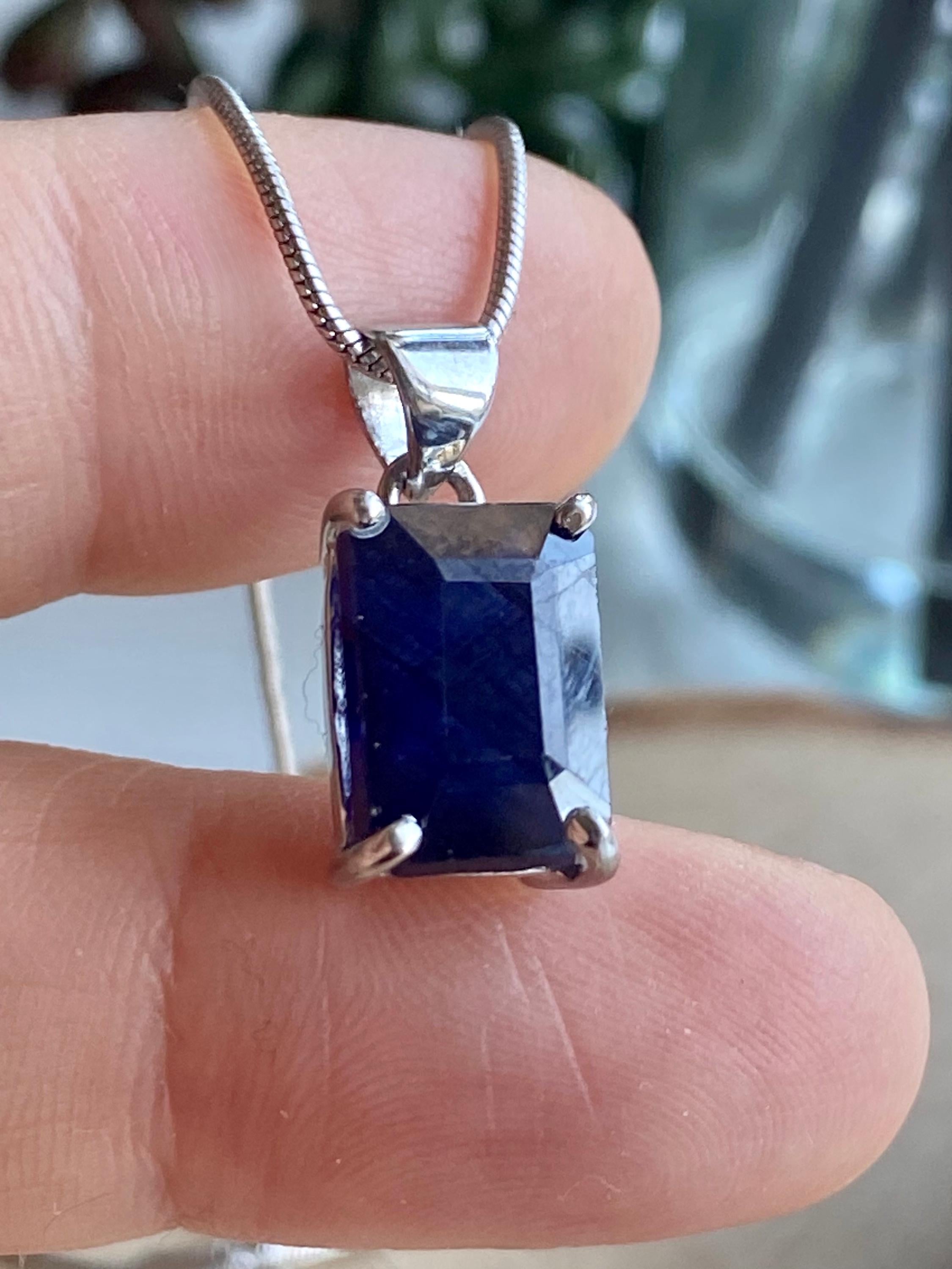 Raw Sapphire and Silver Pendant