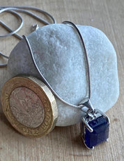 Raw Sapphire and Silver Pendant