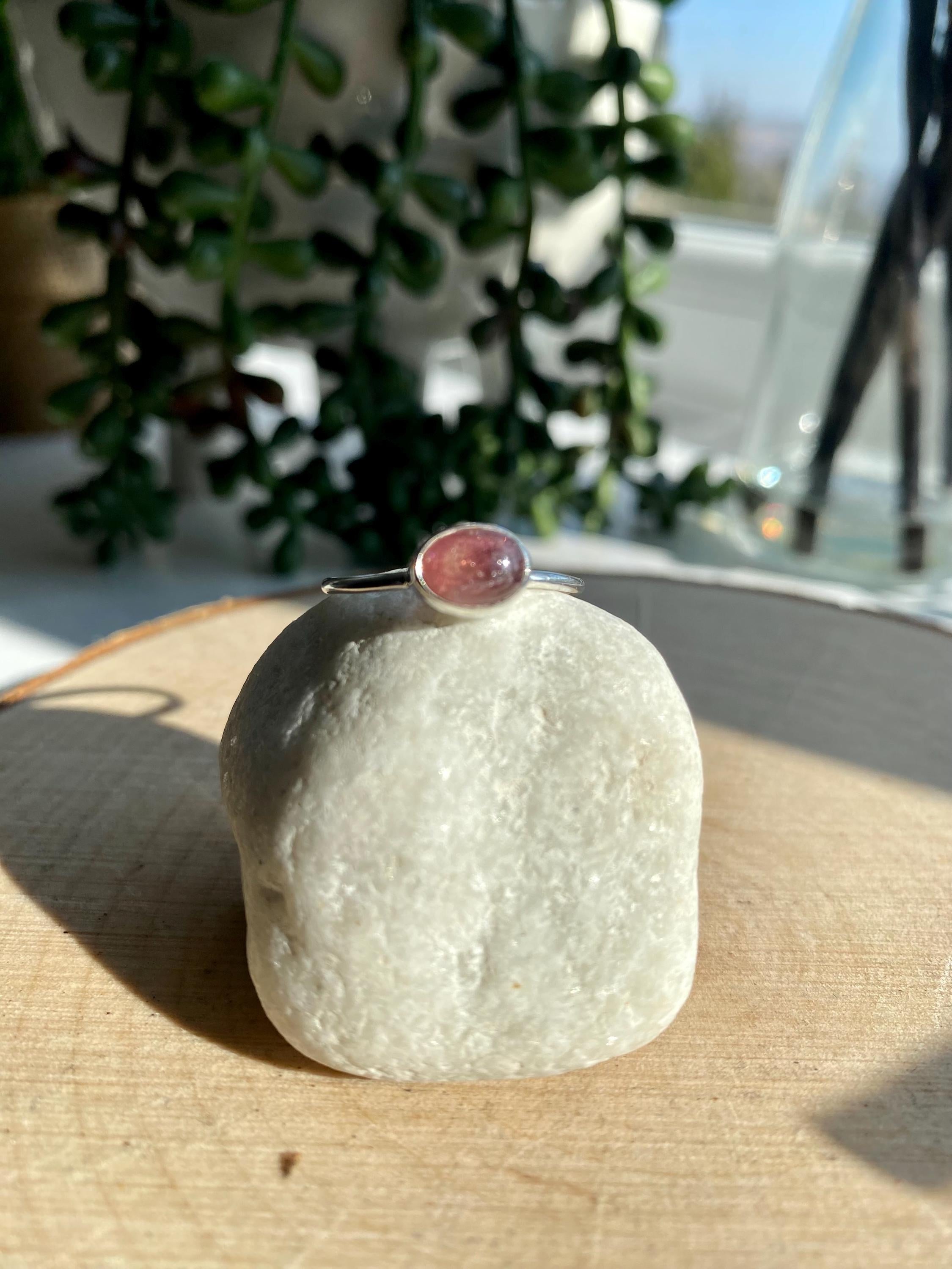 Purple Tourmaline Sterling Silver Oval Ring