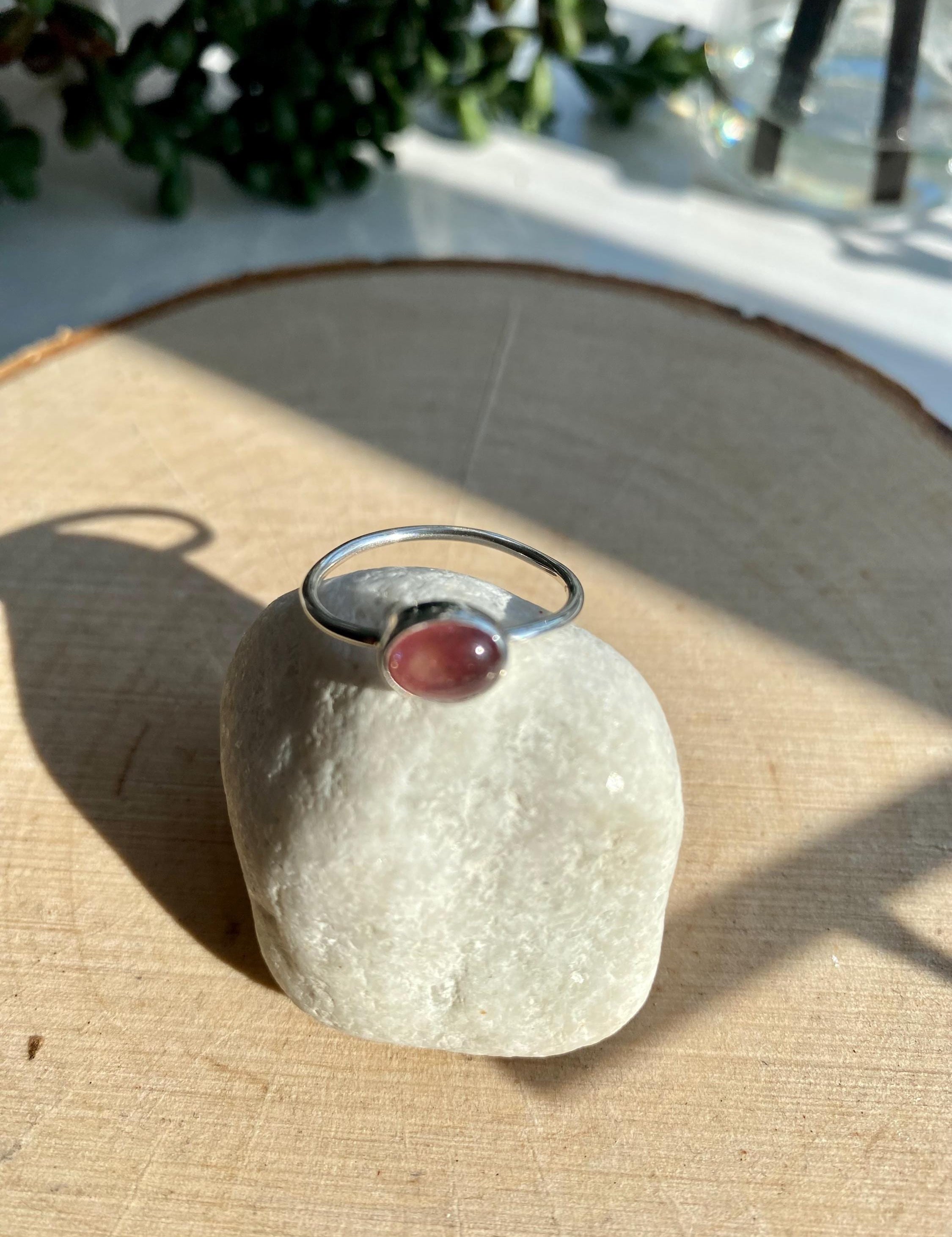 Purple Tourmaline Sterling Silver Oval Ring