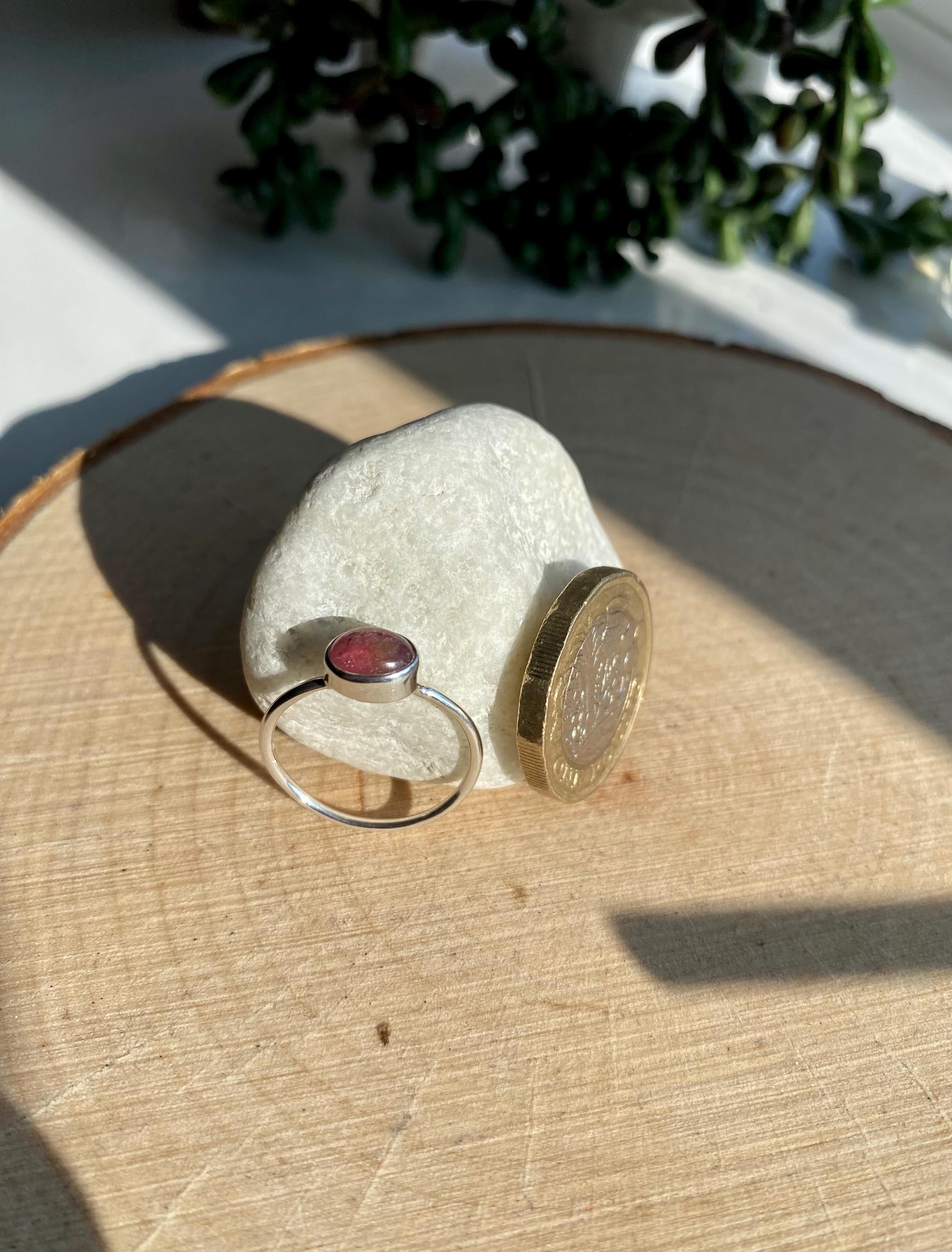 Purple Tourmaline Sterling Silver Oval Ring