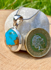 Spiny Oyster and Arizona Turquoise Silver Pendant(M0523)