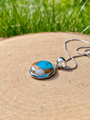 Spiny Oyster and Arizona Turquoise Silver Pendant(M0523)