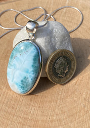 Dominican Larimar and Silver Pendant (M0523)