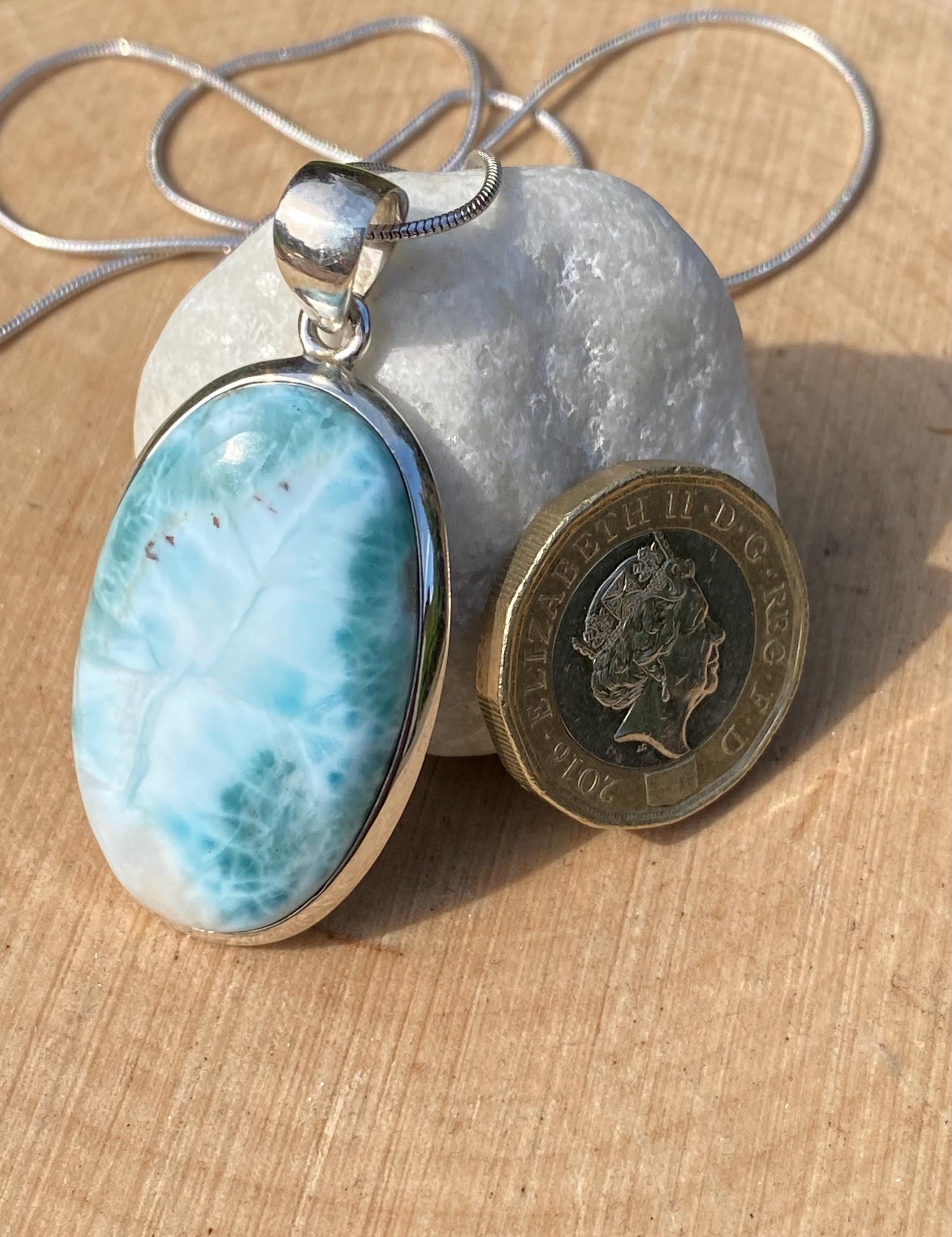 Dominican Larimar and Silver Pendant (M0523)