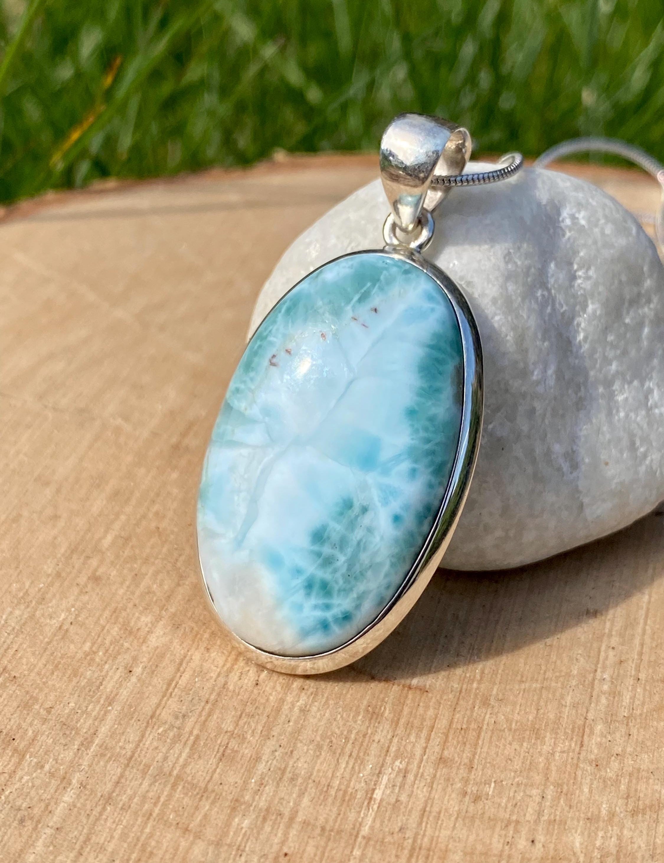 Dominican Larimar and Silver Pendant (M0523)