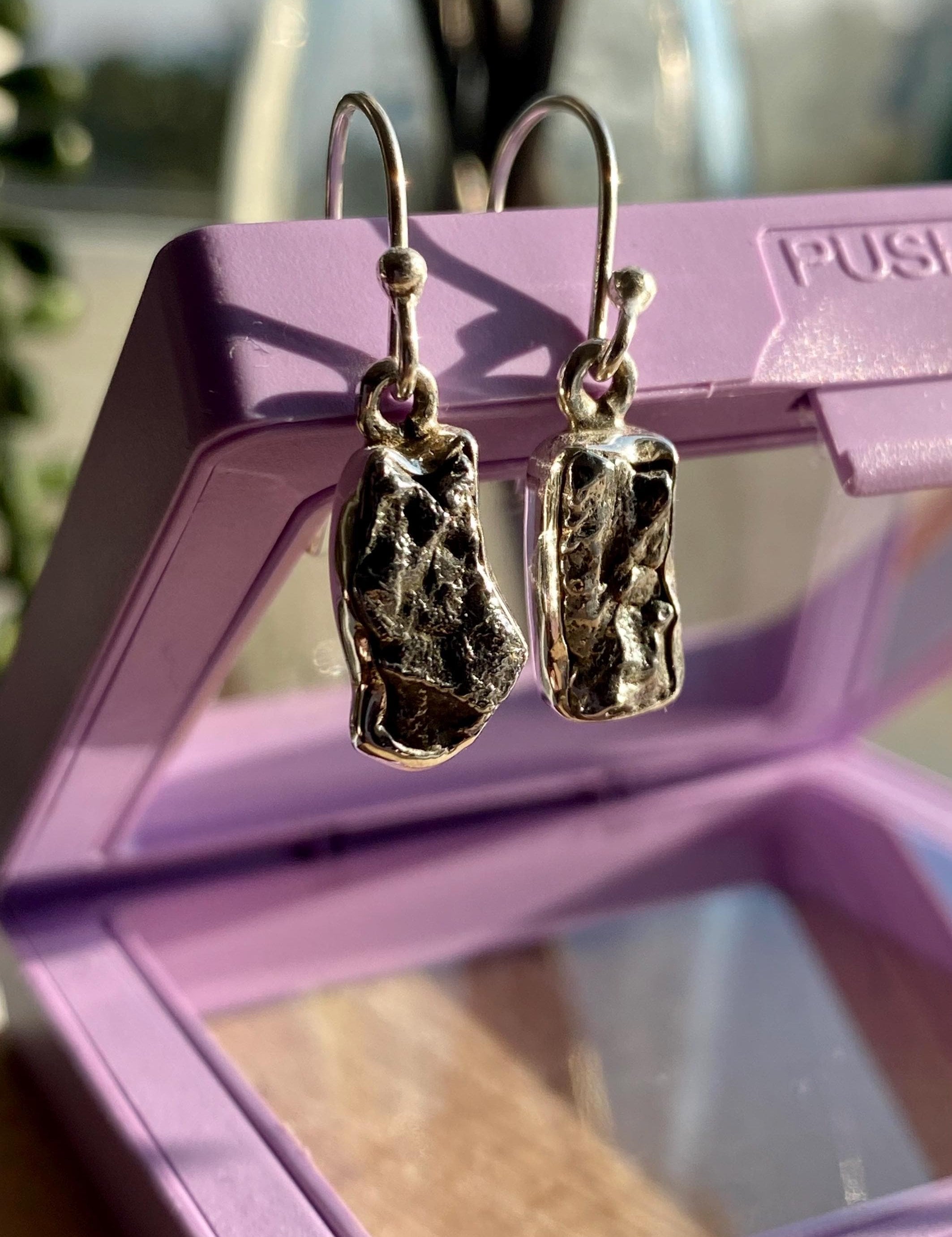 Meteorite Campo Del Cielo Sterling Silver Dangle Earrings