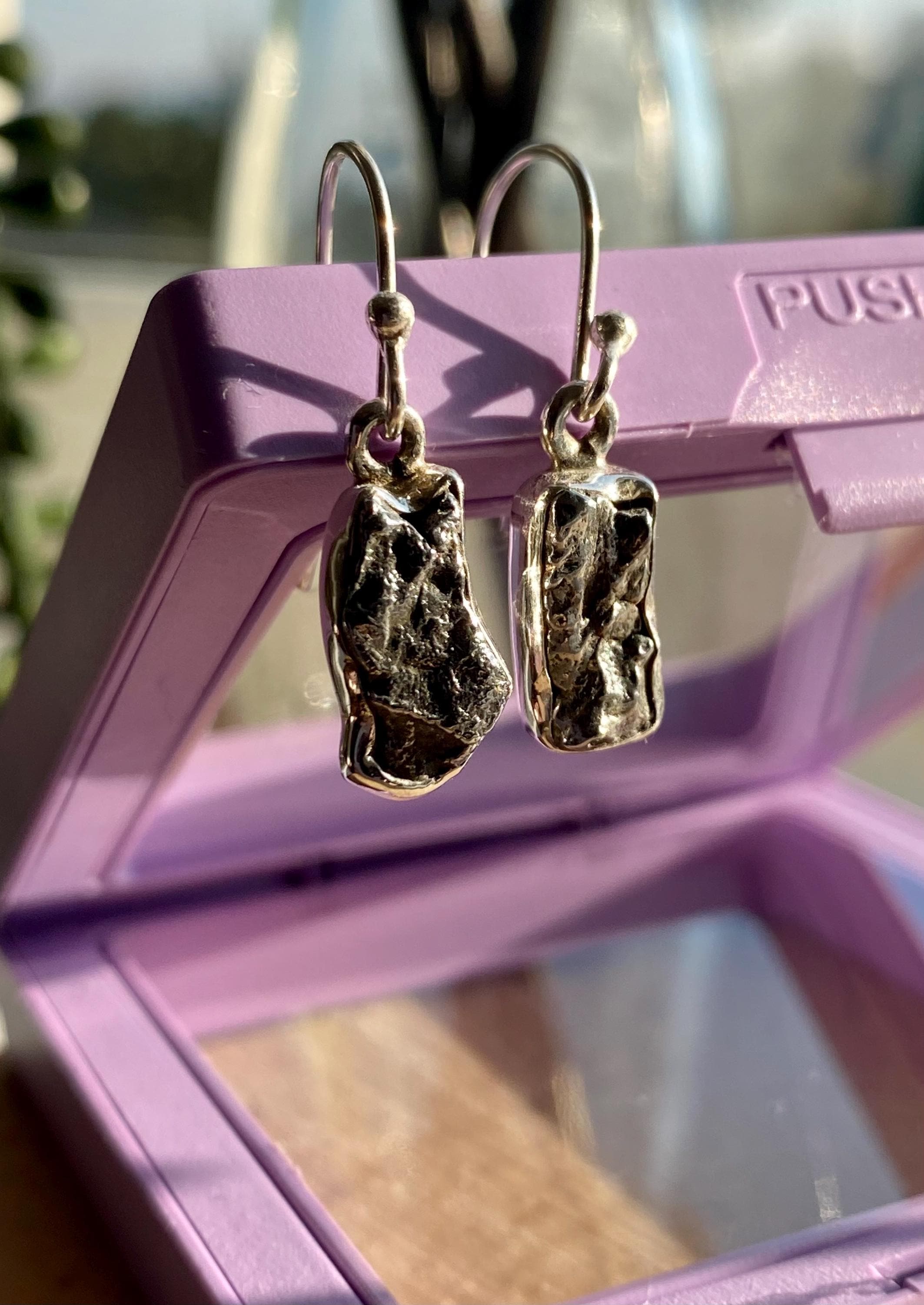 Meteorite Campo Del Cielo Sterling Silver Dangle Earrings