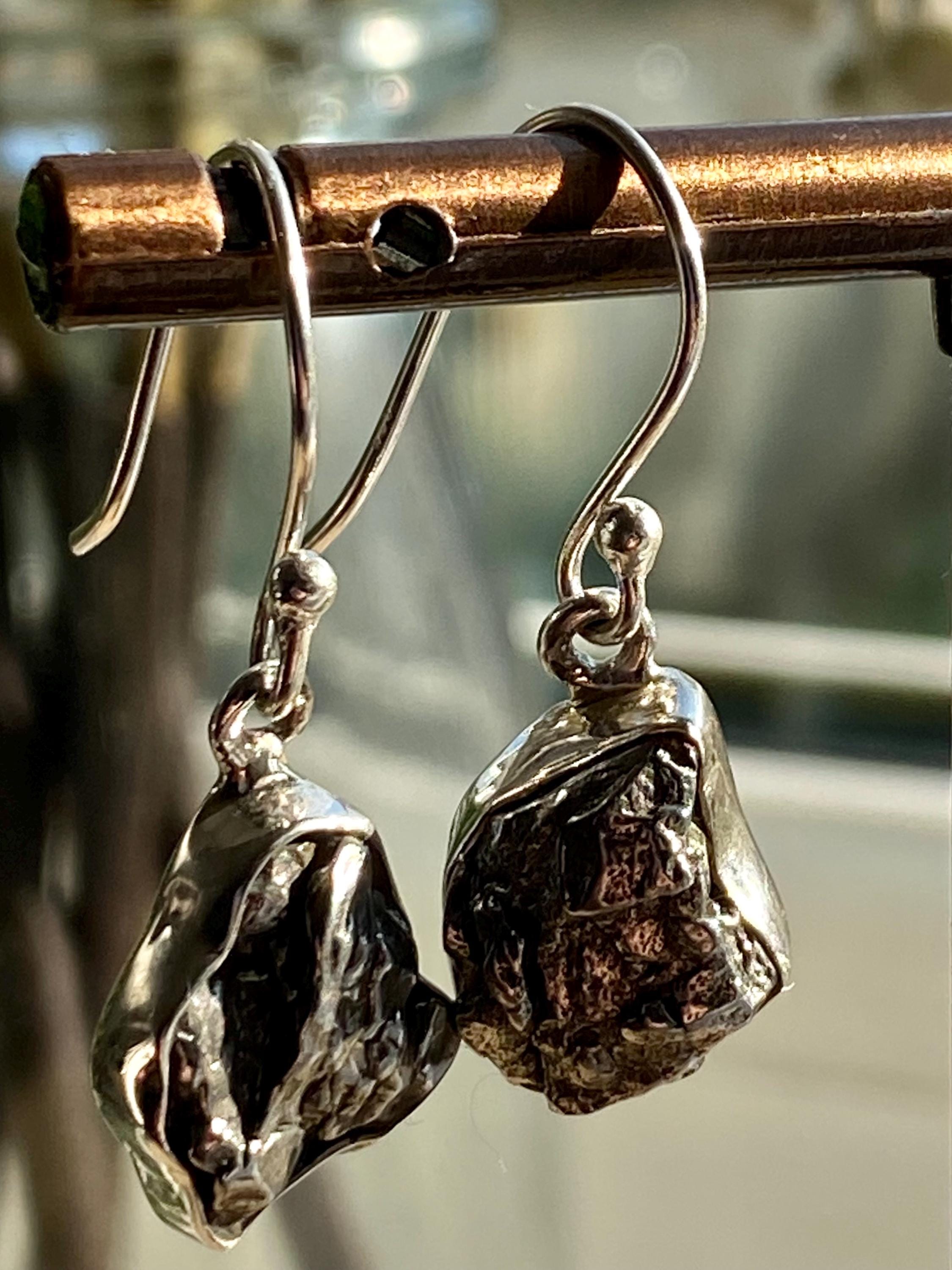 Meteorite Campo Del Cielo Sterling Silver Dangle Earrings