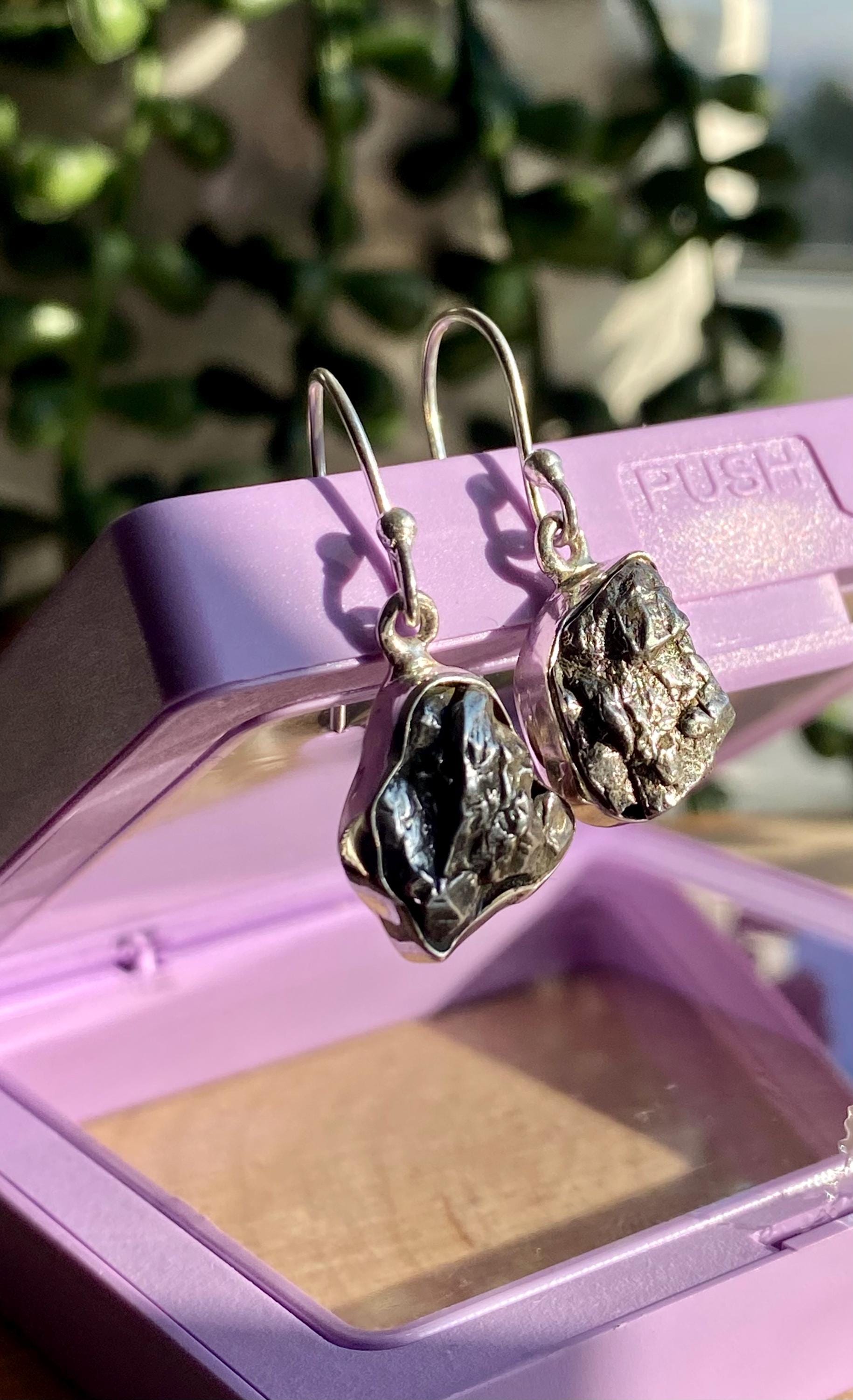 Meteorite Campo Del Cielo Sterling Silver Dangle Earrings