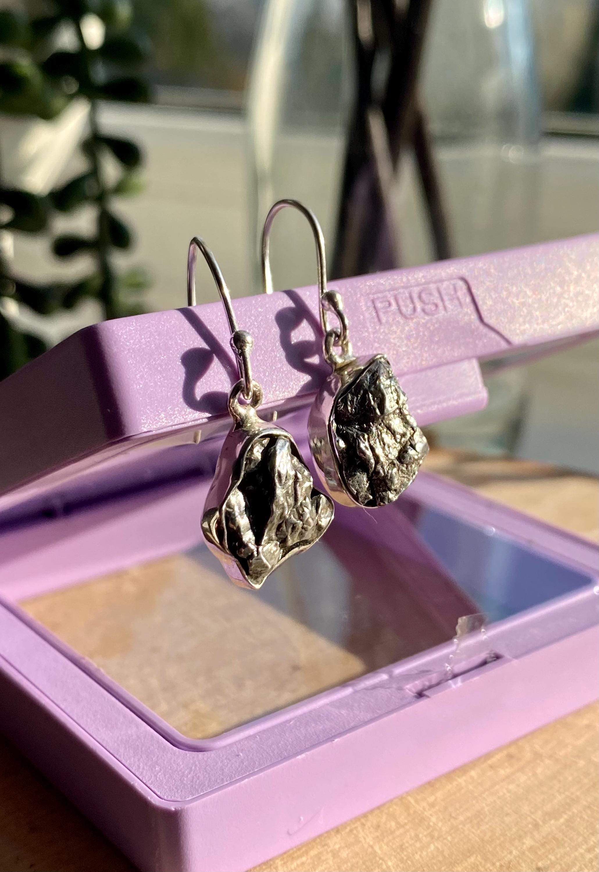 Meteorite Campo Del Cielo Sterling Silver Dangle Earrings