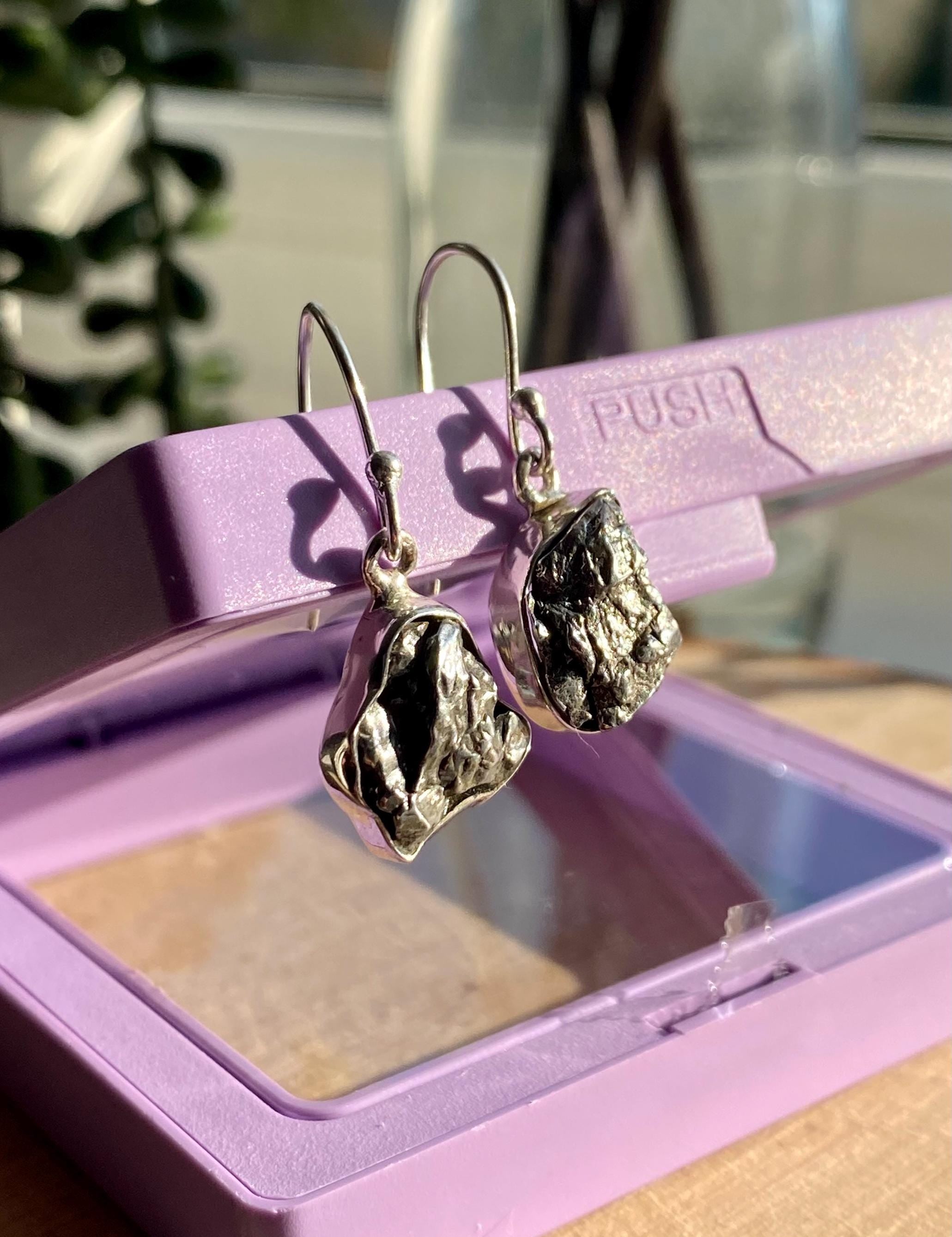 Meteorite Campo Del Cielo Sterling Silver Dangle Earrings