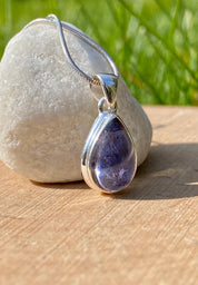 Natural Iolite Lolite Sterling Silver Pendant