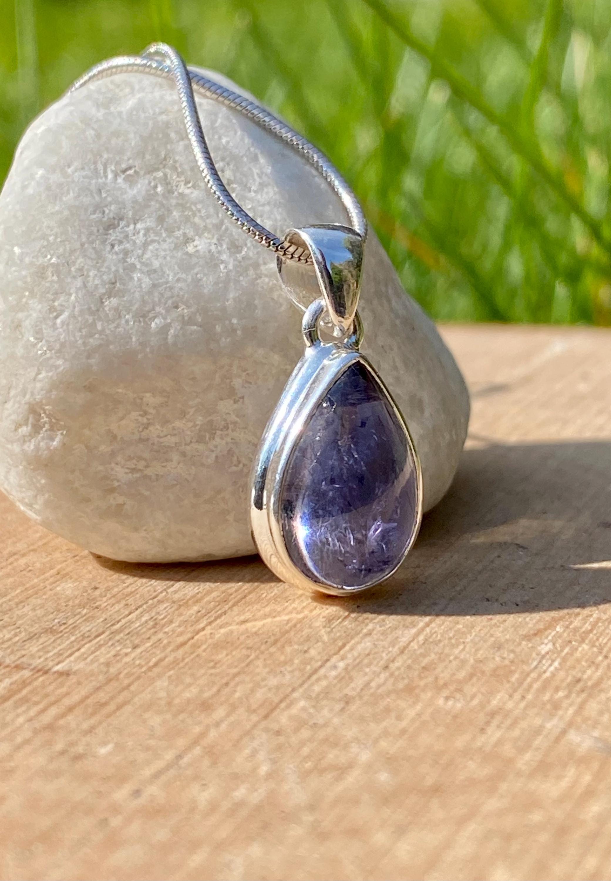 Natural Iolite Lolite Sterling Silver Pendant