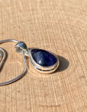 Natural Iolite Lolite Sterling Silver Pendant