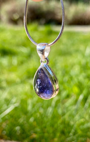 Natural Iolite Lolite Sterling Silver Pendant