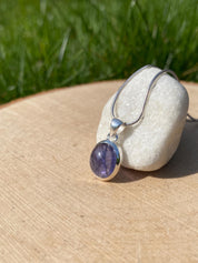 Natural Iolite Lolite Sterling Silver Pendant
