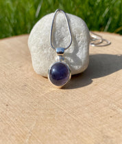 Natural Iolite Lolite Sterling Silver Pendant