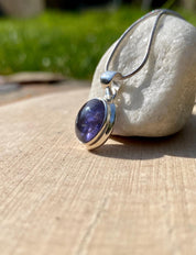 Natural Iolite Lolite Sterling Silver Pendant