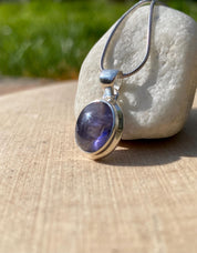 Natural Iolite Lolite Sterling Silver Pendant