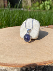 Natural Iolite Lolite Sterling Silver Pendant