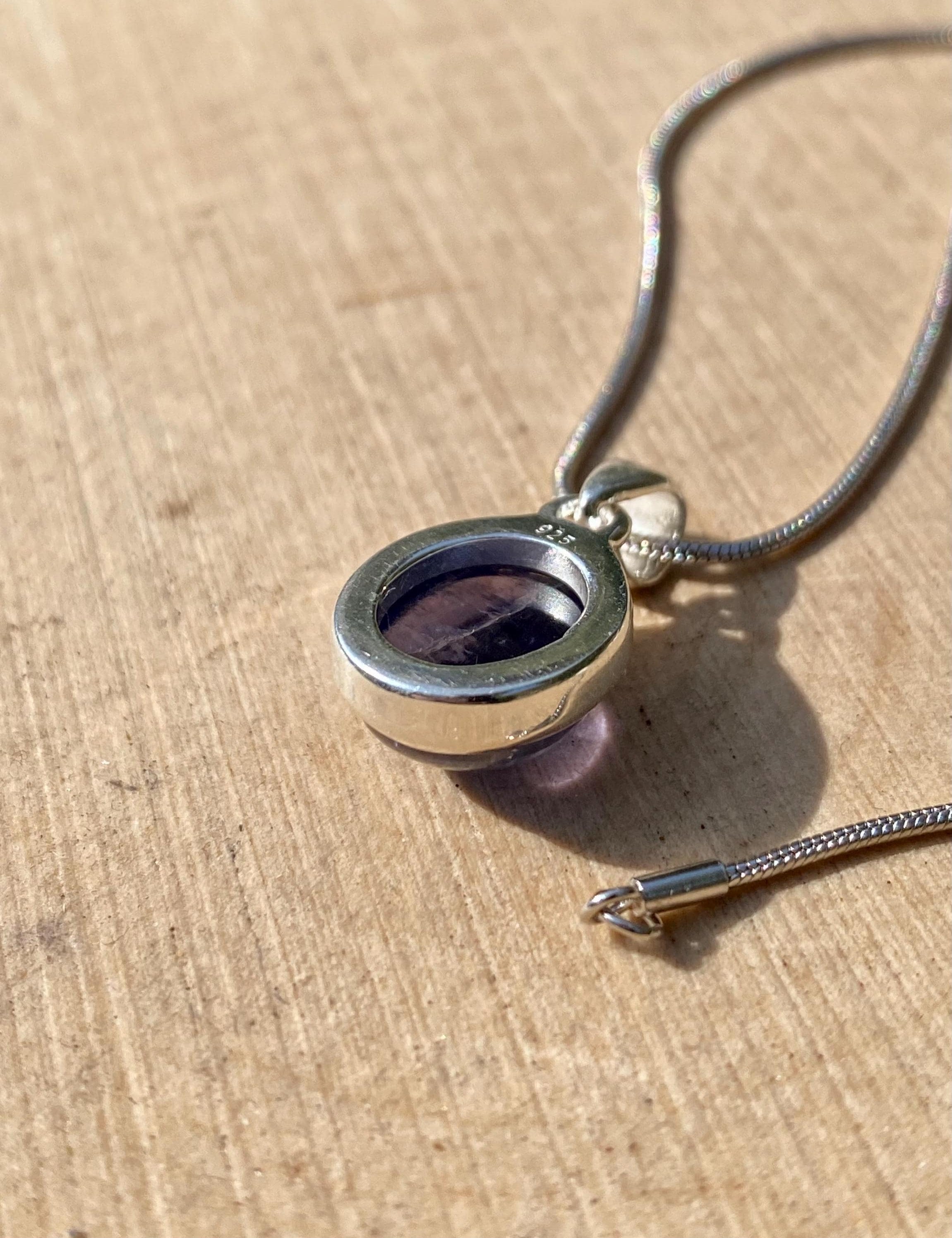 Natural Iolite Lolite Sterling Silver Pendant