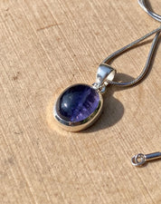 Natural Iolite Lolite Sterling Silver Pendant