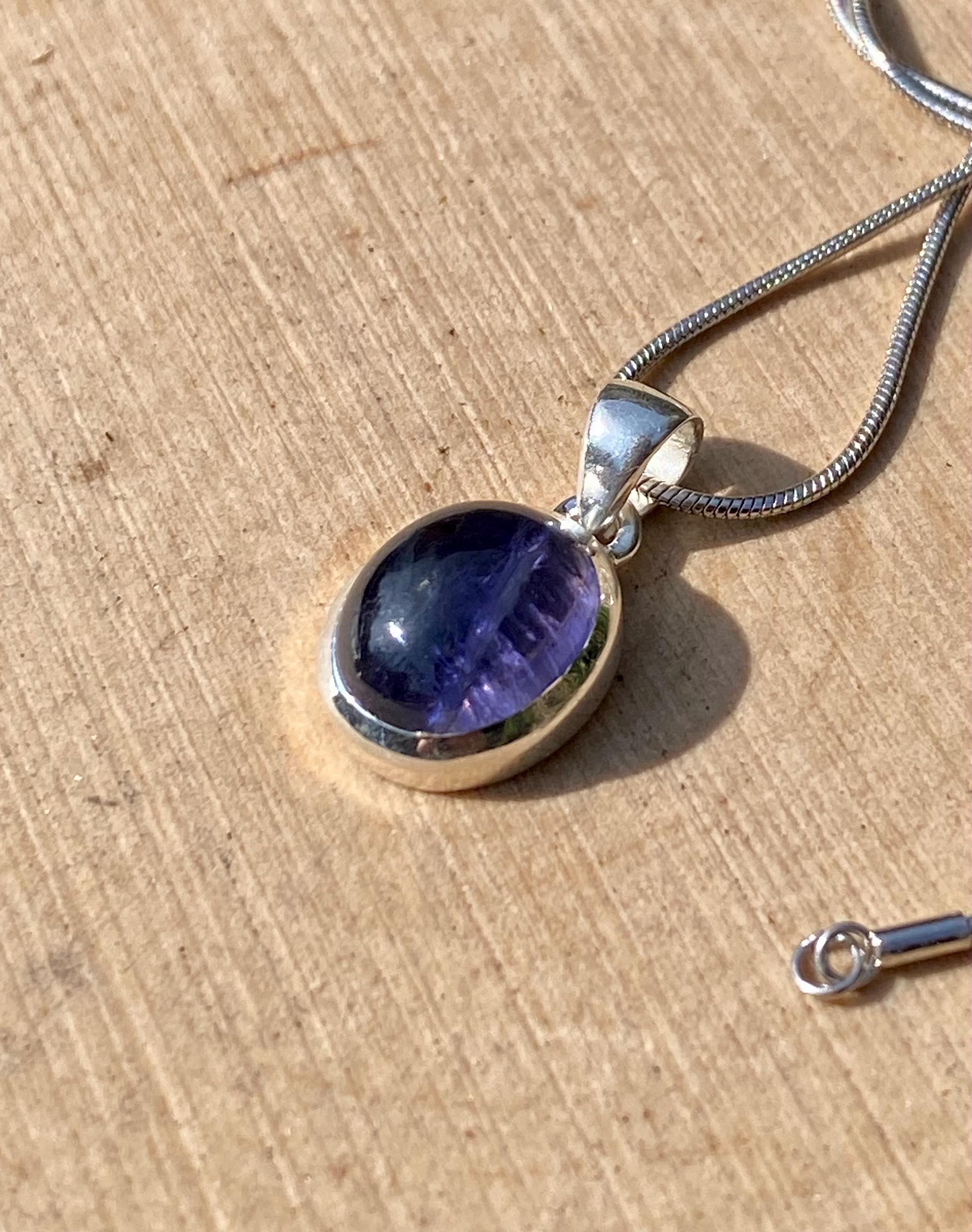 Natural Iolite Lolite Sterling Silver Pendant