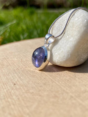 Natural Iolite Lolite Sterling Silver Pendant