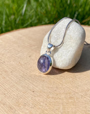 Natural Iolite Lolite Sterling Silver Pendant