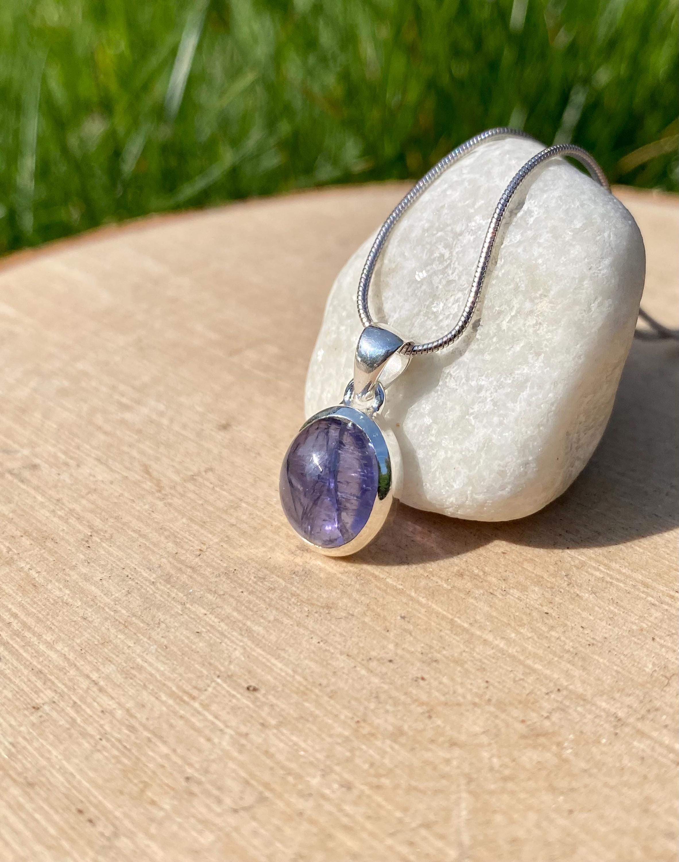 Natural Iolite Lolite Sterling Silver Pendant