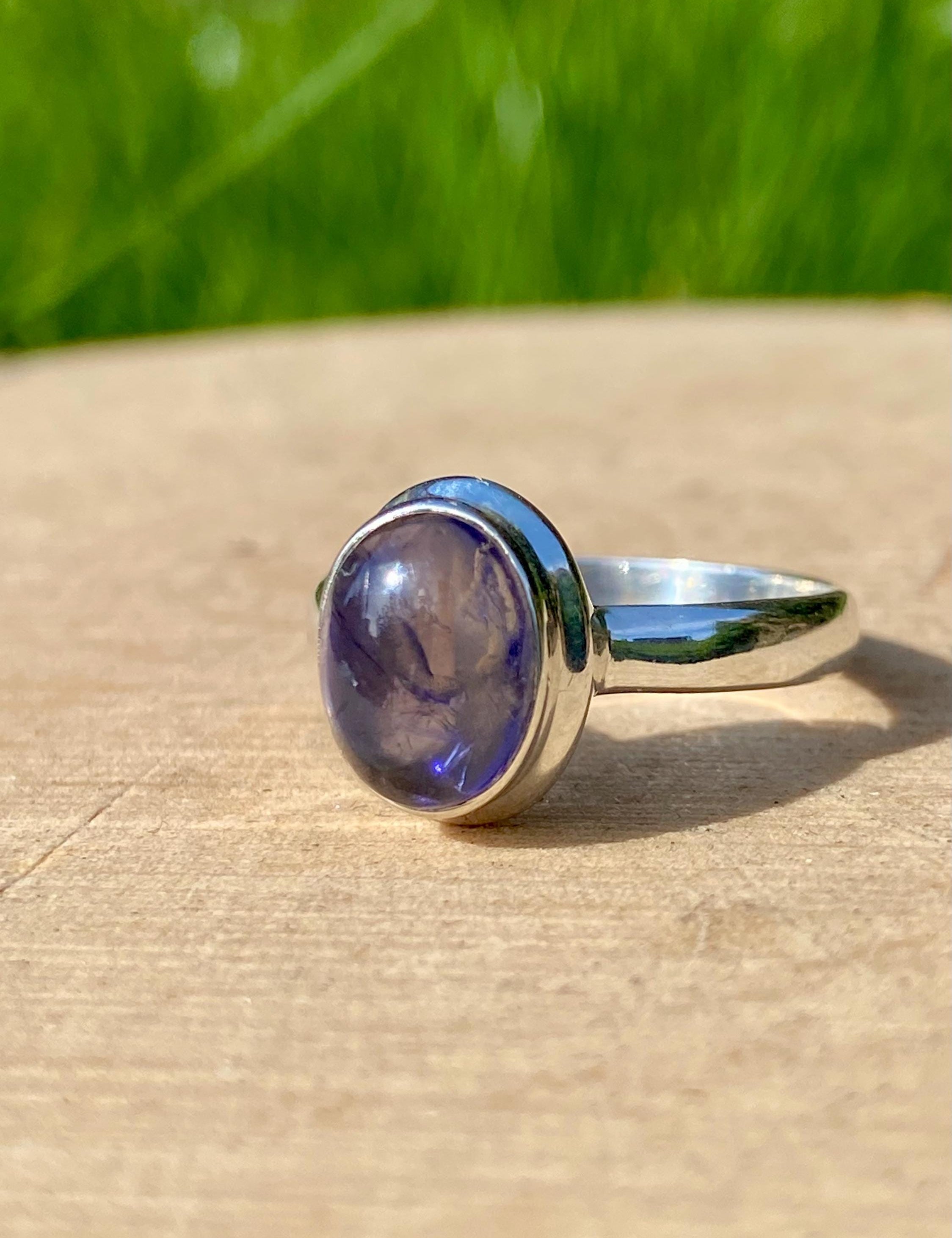 Natural Lolite Oval Sterling Silver Ring