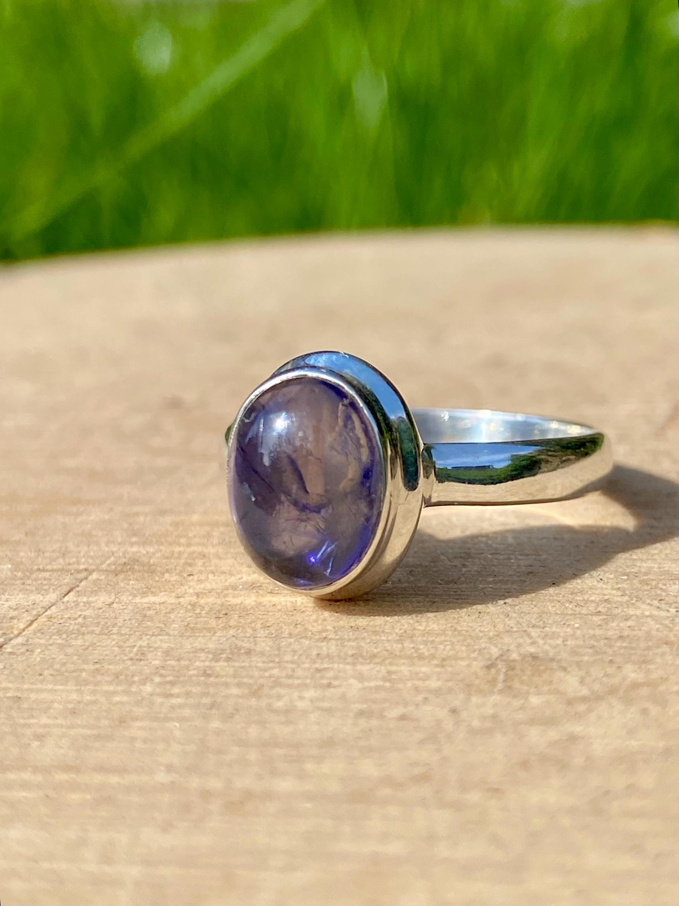 Natural Lolite Oval Sterling Silver Ring
