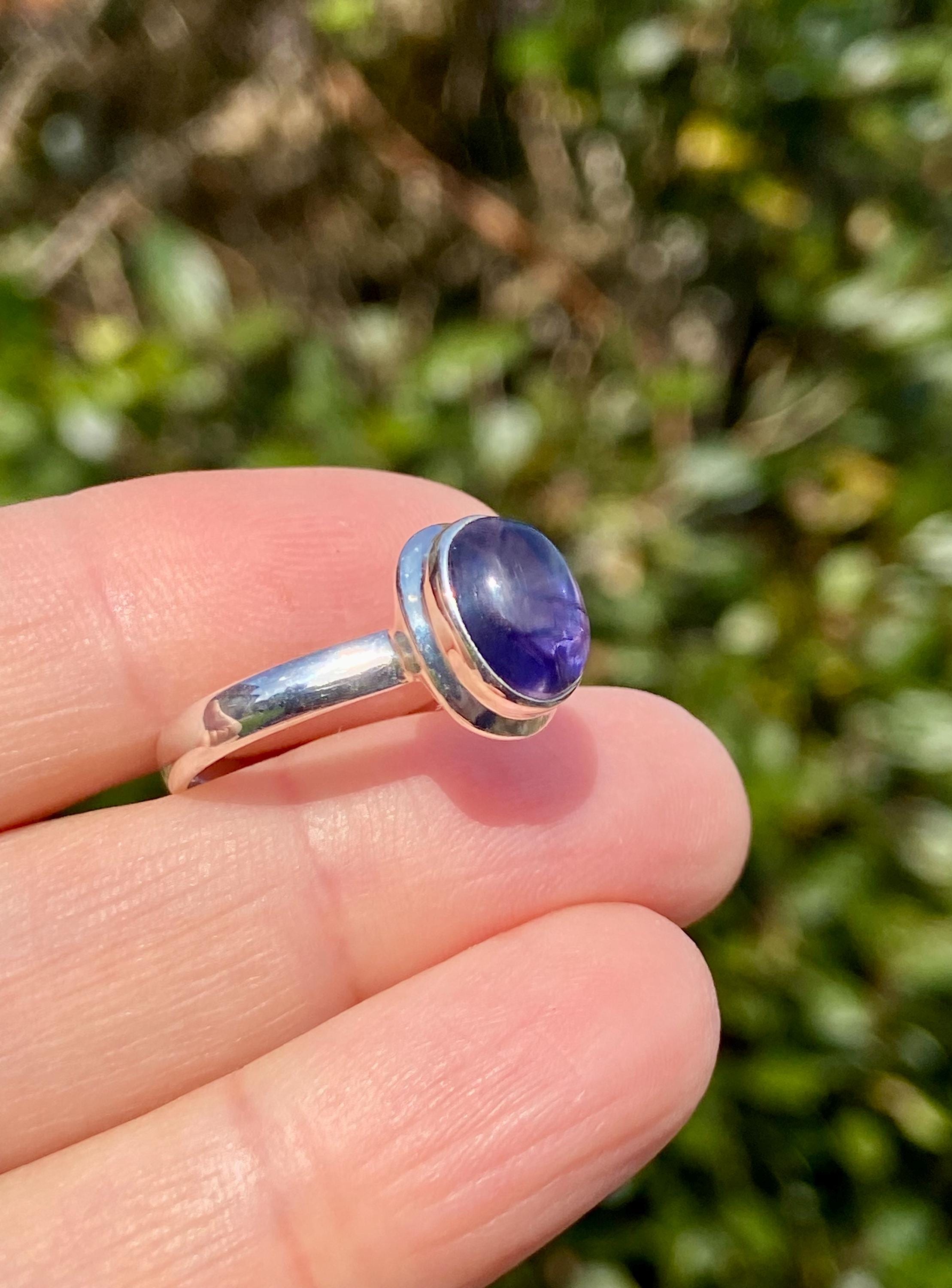 Natural Lolite Oval Sterling Silver Ring