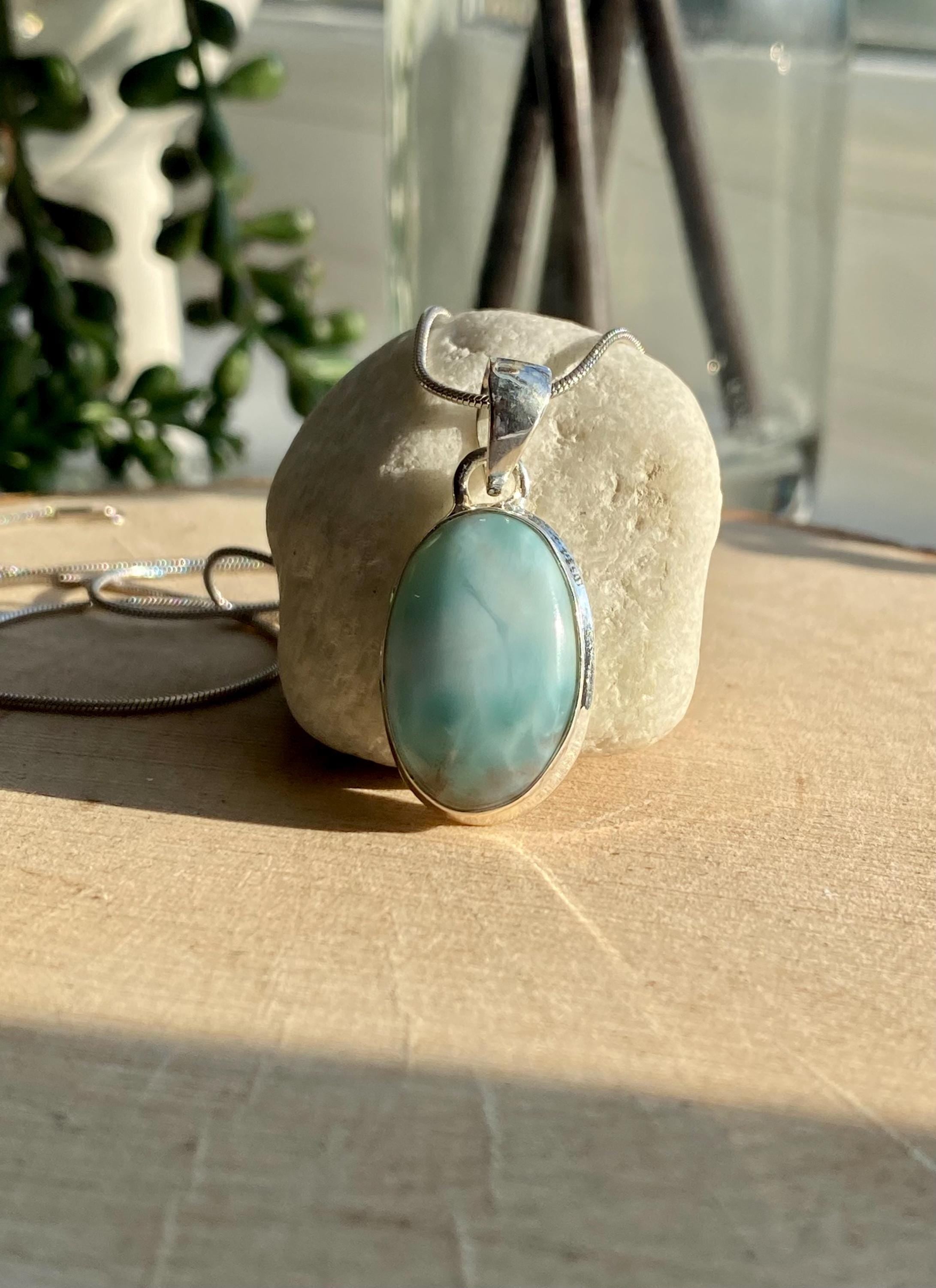 Dominican Larimar Sterling Silver Pendant