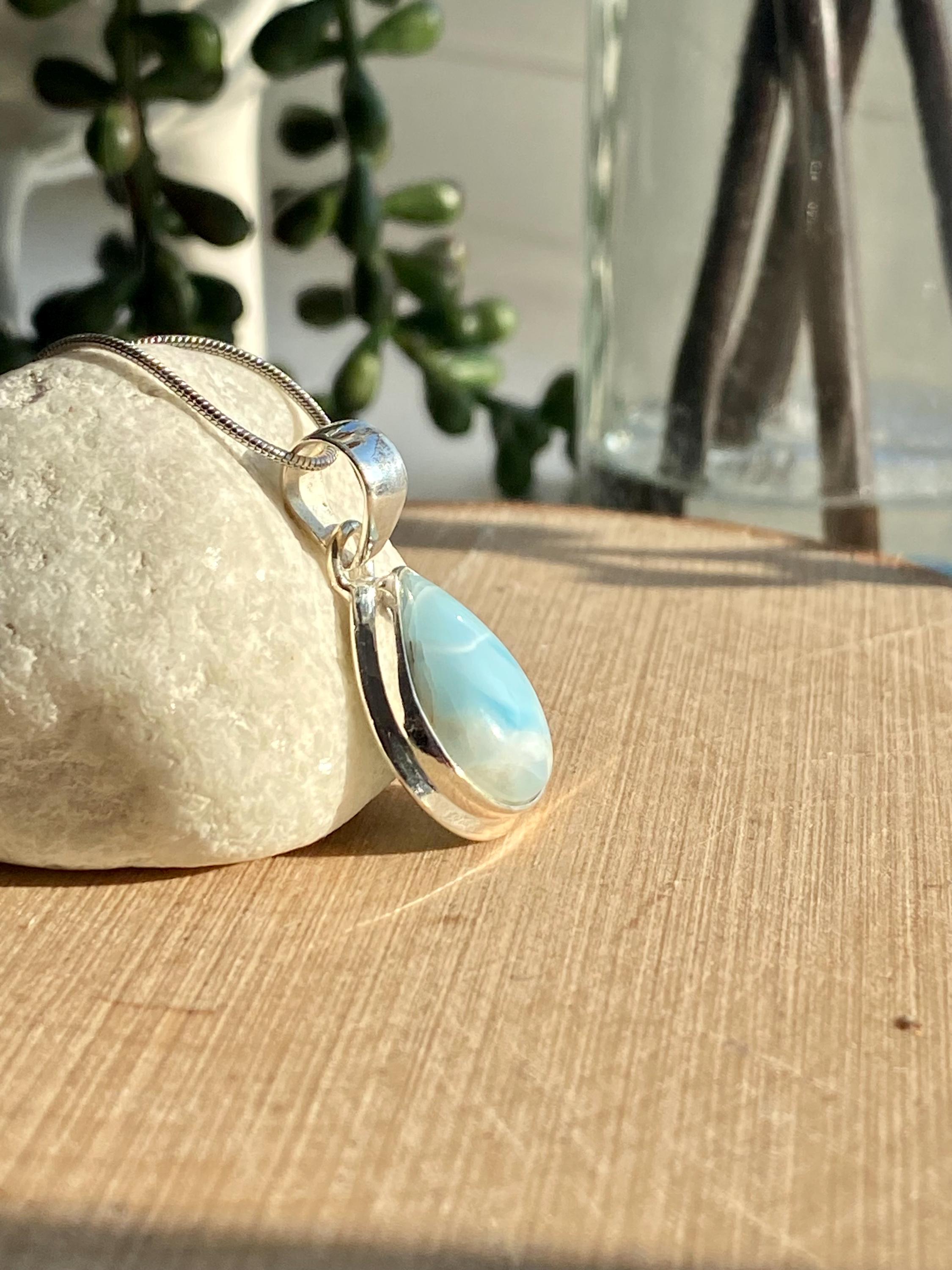 Dominican Larimar Sterling Silver Pendant