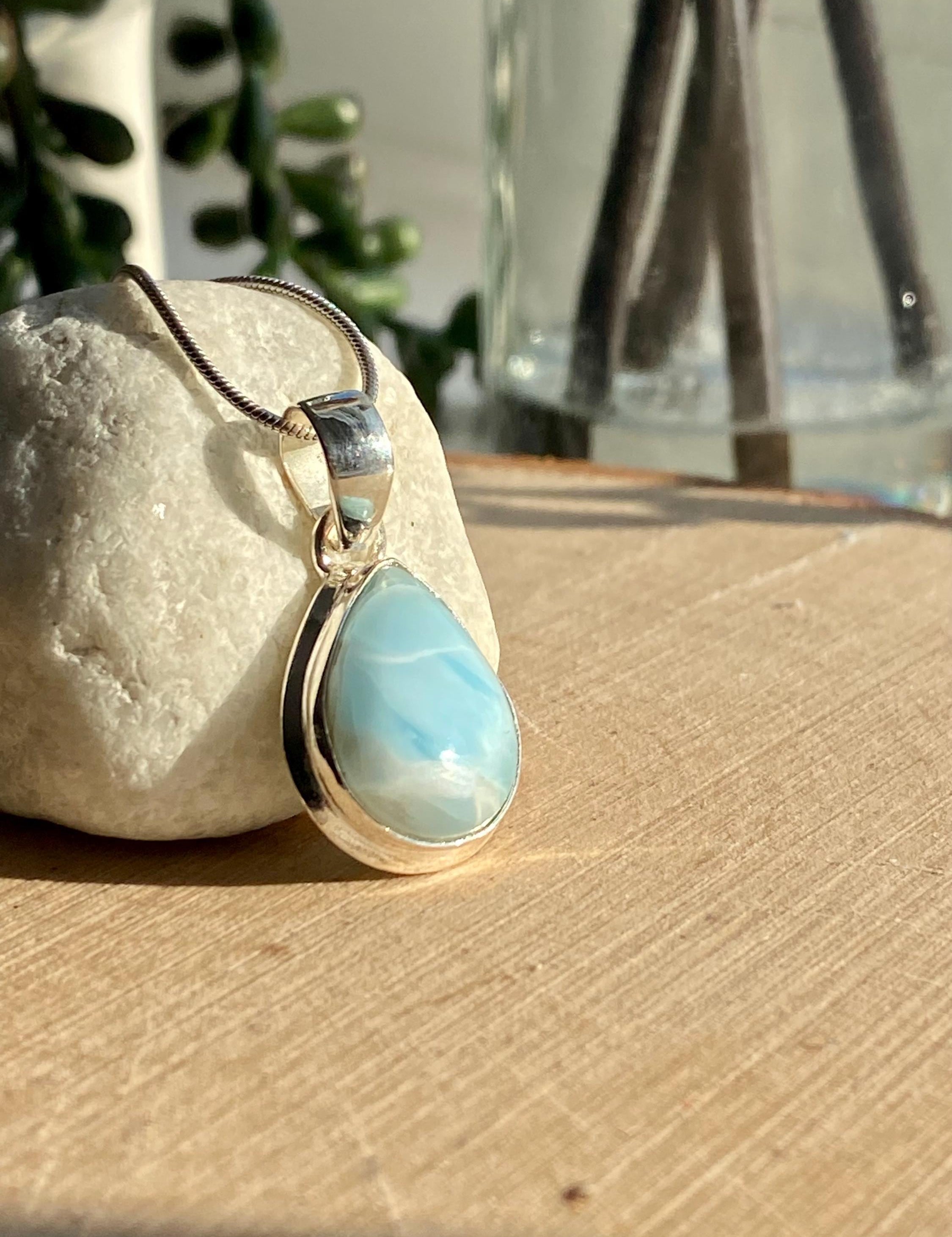 Dominican Larimar Sterling Silver Pendant