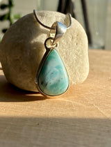 Dominican Larimar Sterling Silver Teardrop Pendant