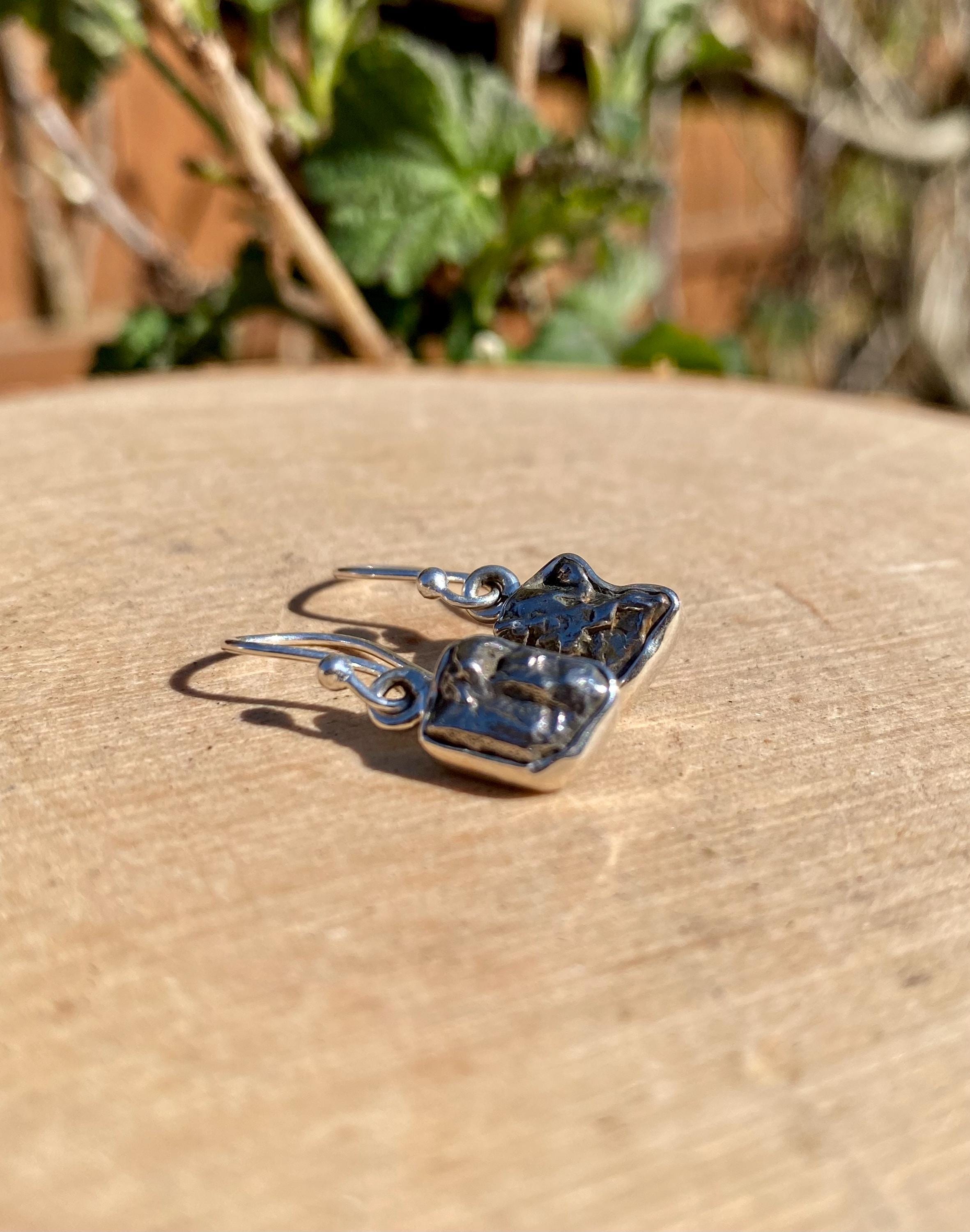 Meteorite Campo Del Cielo and Silver Dangle Earrings