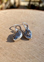 Meteorite Dangle Earrings: Sterling Silver Hexagon - Handmade Galaxy Jewellery