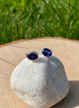 Natural Iolite, Lolite Sterling Silver Stud Earrings