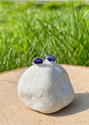 Natural Iolite, Lolite Sterling Silver Stud Earrings