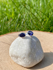 Natural Iolite, Lolite Sterling Silver Stud Earrings