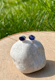Natural Iolite, Lolite Sterling Silver Stud Earrings