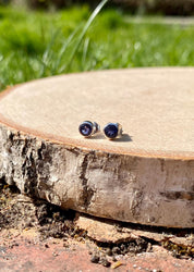 Natural Iolite, Lolite Sterling Silver Stud Earrings