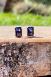 Natural Iolite, Lolite Sterling Silver Stud Earrings