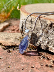 Natural Iolite Lolite Sterling Silver Pendant